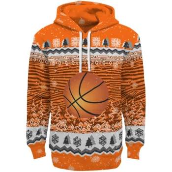 Basketball Logo Hoodie - Christmas Trees Orange