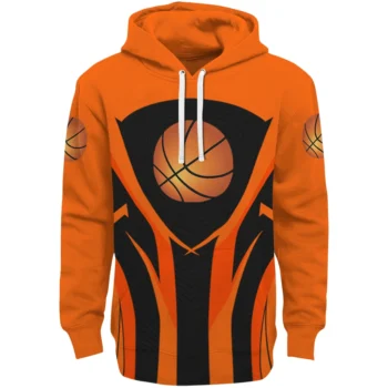 Basketball Logo Hoodie - Concentric Lines Orange
