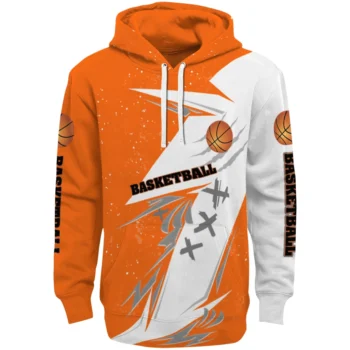 Basketball Logo Hoodie - Dynamic Slash Orange White