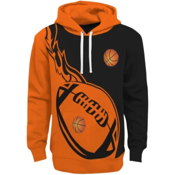 Basketball Logo Hoodie - Flaming Football Orange