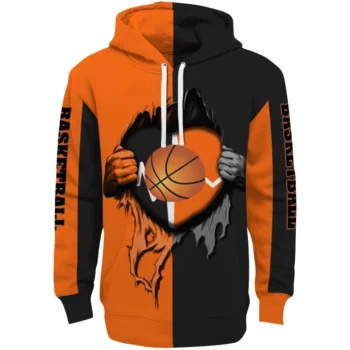 Basketball Logo Hoodie - Heartbeat Graphic Orange