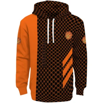 Basketball Logo Hoodie - Monogram Pattern Orange