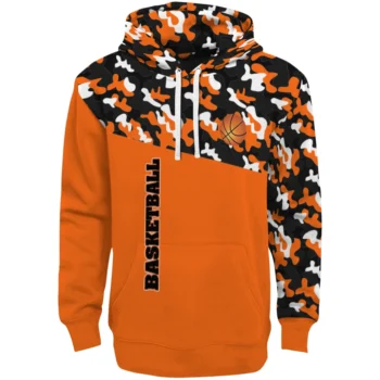 Basketball Logo Hoodie - Personalized Camo Pattern Orange