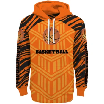 Basketball Logo Hoodie - Personalized Chevron Stripe Orange