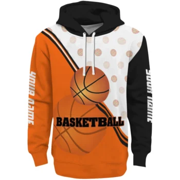 Basketball Logo Hoodie - Personalized Diagonal Stripe Orange White