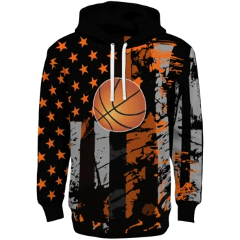Basketball Logo Hoodie - Personalized Distressed Flag Orange Black