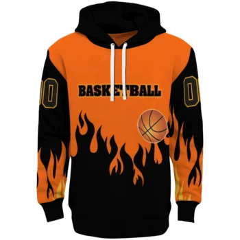Basketball Logo Hoodie - Personalized Flame Edge Orange Black
