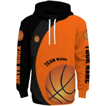 Basketball Logo Hoodie - Personalized Minimalist Design Orange Black