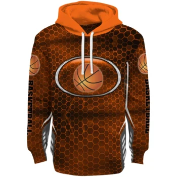 Basketball Logo Hoodie - Personalized Oval Mesh Orange