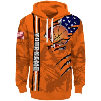 Basketball Logo Hoodie - Personalized Ripped Flag Orange