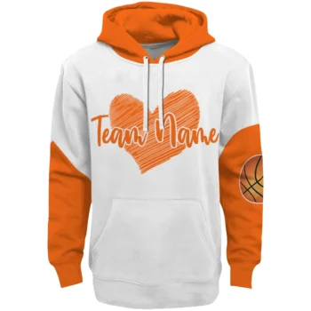 Basketball Logo Hoodie - Personalized Scribble Heart Orange White