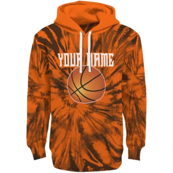 Basketball Logo Hoodie - Personalized Tie Dye Pattern Orange