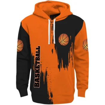 Basketball Logo Hoodie - Splatter Effect Orange