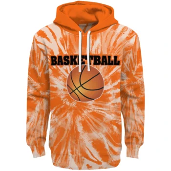 Basketball Logo Hoodie - Tie Dye Pattern Orange