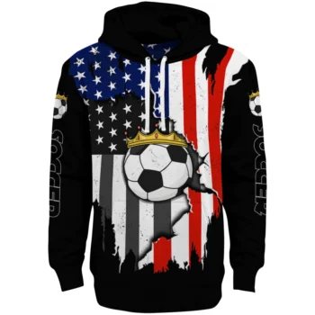 Soccer With Crown Hoodie - American Pride Black