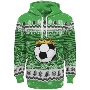 Soccer With Crown Hoodie - Christmas Trees Green