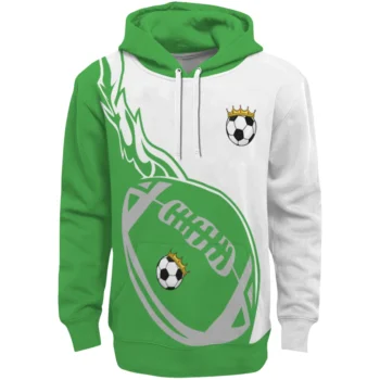 Soccer With Crown Hoodie - Flaming Football Green
