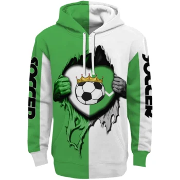 Soccer With Crown Hoodie - Heartbeat Graphic Green