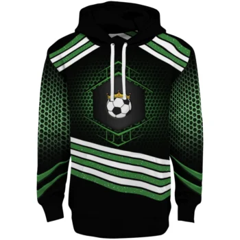 Soccer With Crown Hoodie - Hexagonal Pattern Green Black