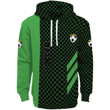Soccer With Crown Hoodie - Monogram Pattern Green