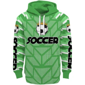 Soccer With Crown Hoodie - Personalized Arrow Stripes Green