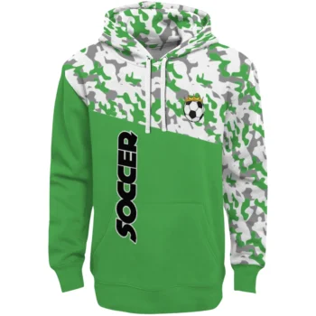 Soccer With Crown Hoodie - Personalized Camo Pattern Green