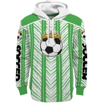 Soccer With Crown Hoodie - Personalized Chevron Motion Green
