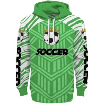 Soccer With Crown Hoodie - Personalized Chevron Stripe Green