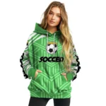 soccer-with-crown-hoodie-personalized-chevron-stripe-green-best-selling.webp