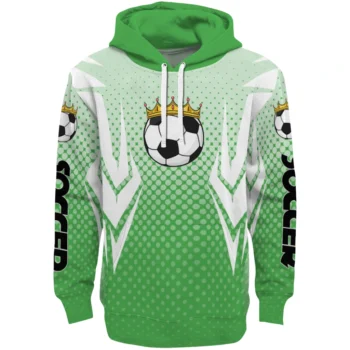 Soccer With Crown Hoodie - Personalized Football Laces Green