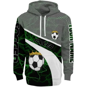 Soccer With Crown Hoodie - Personalized Hexagonal Mesh Green Black Gray