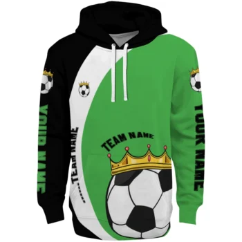 Soccer With Crown Hoodie - Personalized Minimalist Design Green Black