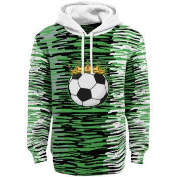 Soccer With Crown Hoodie - Personalized Streak Lines Green