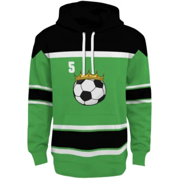 Soccer With Crown Hoodie - Personalized Striped Pattern Green