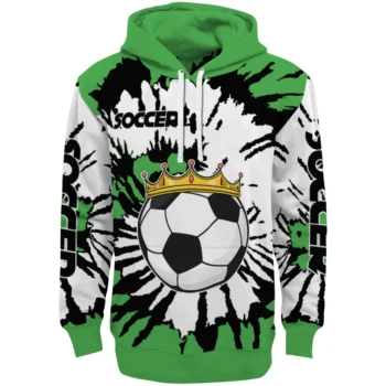 Soccer With Crown Hoodie - Personalized Swirl Impact Green