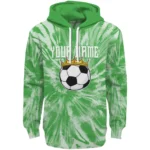 soccer-with-crown-hoodie-personalized-tie-dye-pattern-green-best-selling.webp