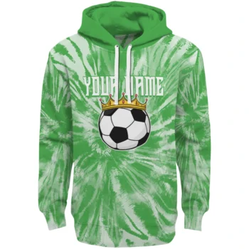 Soccer With Crown Hoodie - Personalized Tie Dye Pattern Green