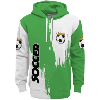 Soccer With Crown Hoodie - Splatter Effect Green