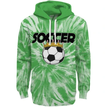 Soccer With Crown Hoodie - Tie Dye Pattern Green