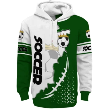 Soccer With Crown Hoodie - Triangular Pattern Green White