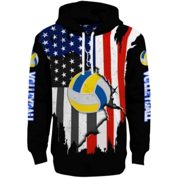 Volleyball Logo Hoodie - American Pride Black