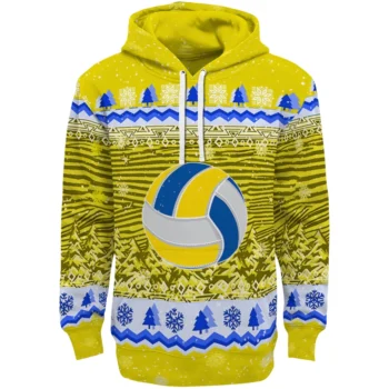 Volleyball Logo Hoodie - Christmas Trees Yellow