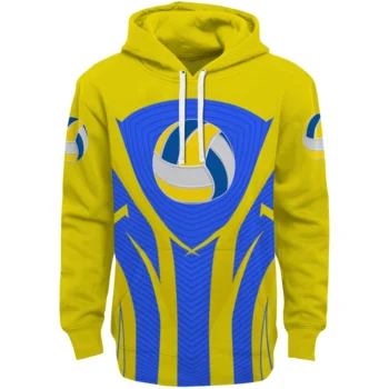 Volleyball Logo Hoodie - Concentric Lines Yellow