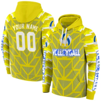 volleyball logo hoodie customized arrow stripes yellow fashion forward