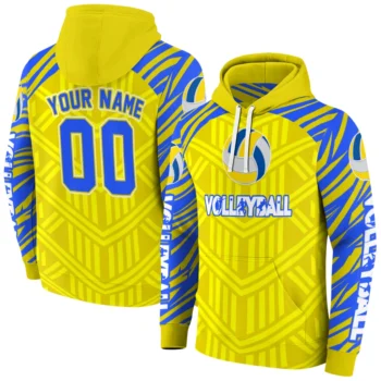 volleyball logo hoodie customized chevron stripe yellow fashion forward