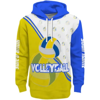 Volleyball Logo Hoodie - Customized Diagonal Stripe Yellow White