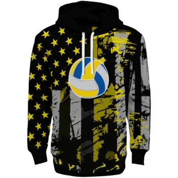 Volleyball Logo Hoodie - Customized Distressed Flag Yellow Black