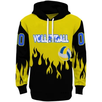 Volleyball Logo Hoodie - Customized Flame Edge Yellow Black