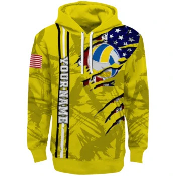 Volleyball Logo Hoodie - Customized Ripped Flag Yellow