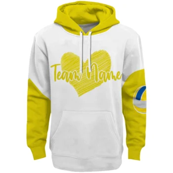 Volleyball Logo Hoodie - Customized Scribble Heart Yellow White